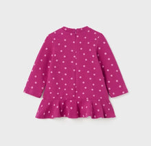 Load image into Gallery viewer, Cerise pink girl's dress with embroidered purse detail. Mayoral 2991 dress in magenta available on kidstuff.ie Back View