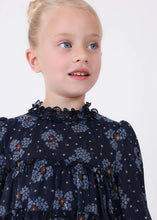 Load image into Gallery viewer, Girl's Navy Print Chiffon Dress, Mayoral 4920