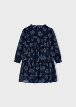 Load image into Gallery viewer, Girl's Navy Print Chiffon Dress, Mayoral 4920