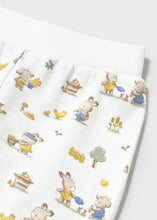 Load image into Gallery viewer, Baby set in lemon yellow  & bunny print with hat. Mayoral 1557 3 piece set. available on kidstuff.ie