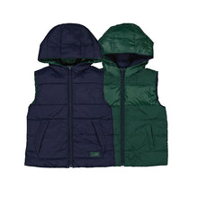 Load image into Gallery viewer, Reversible gilet in green and navy. Mayoral reversible bodywarmer available on kidstuff.ie