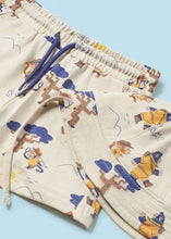 Load image into Gallery viewer, Orange Tee-shirt, printed shorts and hat set for a toddler boy. Mayoral 1653 baby 3 piece available on kidstuff.ie Print hat and shorts detail