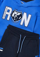 Load image into Gallery viewer, Boys tracksuit. Blue hoody top and navy jog bottoms Mayoral jog suit 4877 available on kidstuff.ie