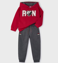 Load image into Gallery viewer, Boys tracksuit. Red hoody top and grey jog bottoms Mayoral jog suit 4877 available on kidstuffie