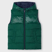 Load image into Gallery viewer, Reversible gilet in green and navy. Mayoral reversible bodywarmer available on kidstuff.ie Green side