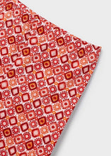 Load image into Gallery viewer, girl's red tee shirt with elephant print and matching printed leggings. Girl's red top and print leggings available to buy on kidstuff.ie Mayoral 3711 girl's top and leggings. Leggings detail