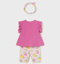 Load image into Gallery viewer, Baby girl pink top, print leggings and hairband set. Mayoral 1792 available to buy on kidstuff.ie Back view