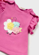 Load image into Gallery viewer, Baby girl pink top, print leggings and hairband set. Mayoral 1792 available to buy on kidstuff.ie Top detail