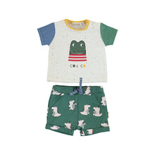 Load image into Gallery viewer, Baby boys top and shorts with green crocodile motif. Mayoral 1217 baby boy outfit