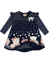 Load image into Gallery viewer, Baby girl's Romper-Dress in Navy, by Milon