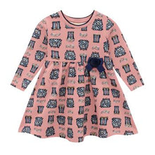 Load image into Gallery viewer, Pink, long sleeved printed dress for a girl. Milon 13510 pink dress on kidstuff.ie