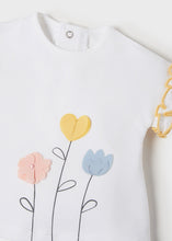 Load image into Gallery viewer, Baby girl's white top and check capri leggings set in banana yellow with matching headband. Mayoral 1715 baby girl's outfit in banana yellow.