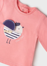 Load image into Gallery viewer, Two baby girls leggings and top outfits in pink and dark blue. Mayoral 1716 girl's 4 piece leggings outfits for a baby girl. The pink top.