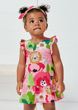 Load image into Gallery viewer, Baby Girl Pink print dress and headband , Mayoral 1936 baby dress set in tulip rose, Cute baby dress and hairband on kidstuff.ie
