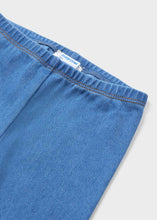 Load image into Gallery viewer, Girl's stripey top and denim leggings set for a toddler. Mayoral 1781 baby 2 piece in watermelon red and denim blue. Girl's 2 piece leggings set available on Kidstuff.ie Jeggings detail