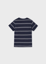 Load image into Gallery viewer, Boys navy tee and red long sleeve tee. Mayoral 3027 set of two tops for a boy, Navy striped tee shirt and red printed top for a boy. Navy tee back view