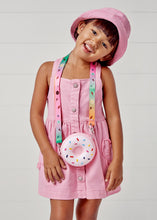 Load image into Gallery viewer, Pink dress and hat set. Mayoral 3907 Dungaree style dress and hat for a girl. Mauve pinafore and sunhat set for a girl.