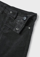 Load image into Gallery viewer, Boys cord trousers in dark grey. mayoral 537 in charcoal available on kidstuff.ie Detail