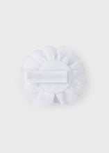Load image into Gallery viewer, White baby headband and hairclip set. Mayoral 9500baby hairband set. White rosette baby headband and matching hair clip.