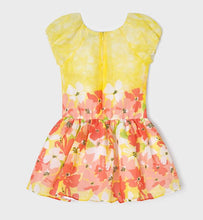 Load image into Gallery viewer, Girl's Border Print Floral Dress in Lemon, Mayoral 3917