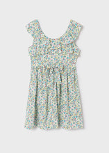Load image into Gallery viewer, Girl's floral print summer dress. mayoral 6978 girl's Dress.  Aquamarine flower print girl's dress  on kidstuff.ie