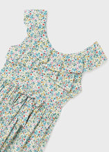 Load image into Gallery viewer, Girl's floral print summer dress. mayoral 6978 girl's Dress. Aquamarine flower print girl's dress on kidstuff.ie detail