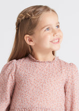 Load image into Gallery viewer, Rose pink printed dress for a girl withlong sleeves and pleated shirt . Mayoral 4961 in pink. available on kidstuff.ie