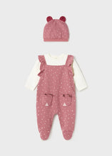 Load image into Gallery viewer, Baby girl&#39;s onesie and hat set in pink. Mayoral 2663 baby girl&#39;s outfit on kidstuff.ie. Baby  girl&#39;s romper and hat set.
