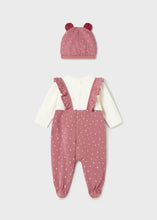 Load image into Gallery viewer, Baby girl&#39;s onesie and hat set in pink. Mayoral 2663 baby girl&#39;s outfit on kidstuff.ie. Baby girl&#39;s romper and hat set. Back view.
