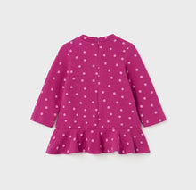 Load image into Gallery viewer, Cerise pink girl&#39;s dress with embroidered purse detail. Mayoral 2991 dress in magenta available on kidstuff.ie Back View
