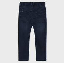 Load image into Gallery viewer, Boys dark navy stretch jeans with elasticated waist. Mayoral 4516 better cotton jogger jeans available on kidstuff.ie Back view
