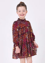 Load image into Gallery viewer, Girls printed chiffon dress with long sleeves. Mayoral girl&#39;s dress 4920 to buy on kidstuff.ie
