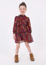 Load image into Gallery viewer, Girls printed chiffon dress with long sleeves. Mayoral girl&#39;s dress 4920 to buy on kidstuff.ie
