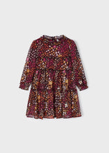 Load image into Gallery viewer, Girls printed chiffon dress with long sleeves. Mayoral girl&#39;s dress 4920 to buy on kidstuff.ie Front view picture
