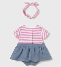 Load image into Gallery viewer, Baby Girl Dungaree Romper Dress with Headband, Mayoral 1658
