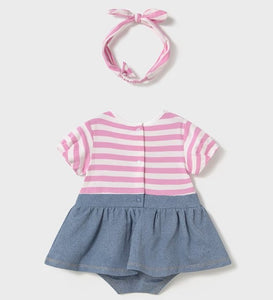 Baby Girl Dungaree Romper Dress with Headband, Mayoral 1658