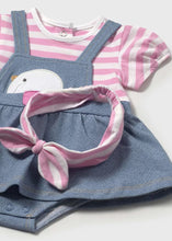 Load image into Gallery viewer, Baby Girl Dungaree Romper Dress with Headband, Mayoral 1658
