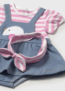 Baby Girl Dungaree Romper Dress with Headband, Mayoral 1658