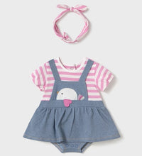 Load image into Gallery viewer, Baby Girl Dungaree Romper Dress with Headband, Mayoral 1658
