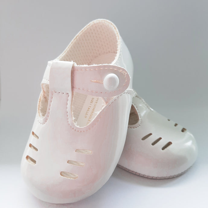 Baby shoe. Ivory baby shoes. patent baby shoe.Christening shoes available on kidstuff.ie