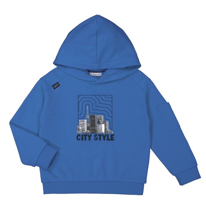 Boy's Sweatshirt with Hood , Mayoral 4453 in Cerulean Blue