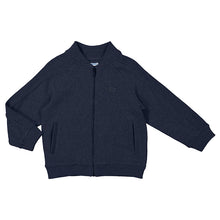 Load image into Gallery viewer, Boy&#39;s navy zipped cardigan. Mayoral 4475 navy  knit bomber jacket available on kidstuff.ie
