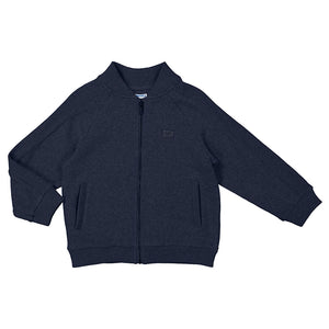 Boy's navy zipped cardigan. Mayoral 4475 navy  knit bomber jacket available on kidstuff.ie