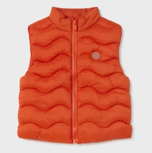 Toddler boy 3 piece set with orange gilet. Mayoral 2640 available on kidstuff.ie Orange gilet