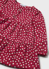 Load image into Gallery viewer,  Red long sleeved dress with cream polka dots.  Mayoral 2915 girl&#39;s dress available on kidstuff.ie
