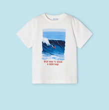 Load image into Gallery viewer, Boy&#39;s surfer Tee shirt and Blue shorts. Mayoral 3608 3 piece set with 2 tops and one pair of shorts available on kidstuff.ie
