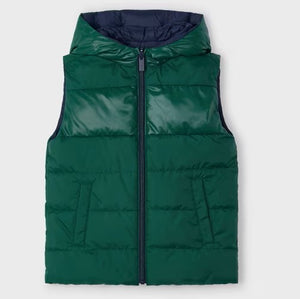 Reversible gilet in green and navy. Mayoral reversible bodywarmer available on kidstuff.ie Green side