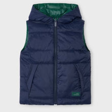 Load image into Gallery viewer, Reversible gilet in green and navy. Mayoral reversible bodywarmer available on kidstuff.ie Navy side
