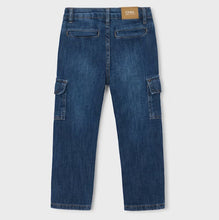 Load image into Gallery viewer, boy's denim jeans with  cargo- style pockets, mayoral 3578 boys jeans available to buy on kidstuff.ie back view
