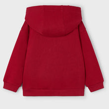 Load image into Gallery viewer, Boys Red hoody sweatshirt with motorbike print on the front. Mayoral 4407 in red available on kidstuff.ie Back view.
